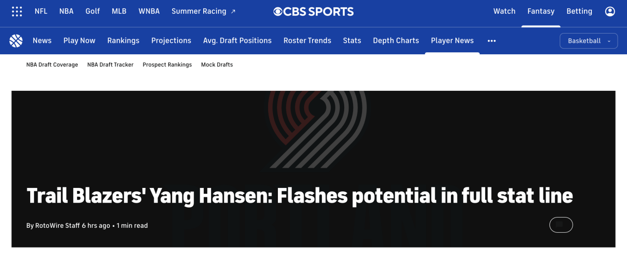 皇冠皇冠足球平台
_美媒热议杨瀚森NBA夏季联赛出色表现 网友称开拓者捡了“大漏”皇冠皇冠足球平台
！